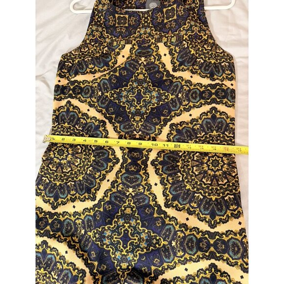 Vince Camuto Women’s Sz 6 Sleeveless Sheath Dress Gold Navy Baroque Print NWOT - Picture 8 of 10